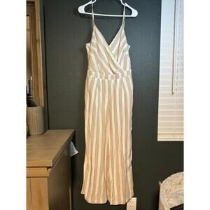 Black Tape Tan & WHITE STRIPED‎ JUMPSUIT Size M